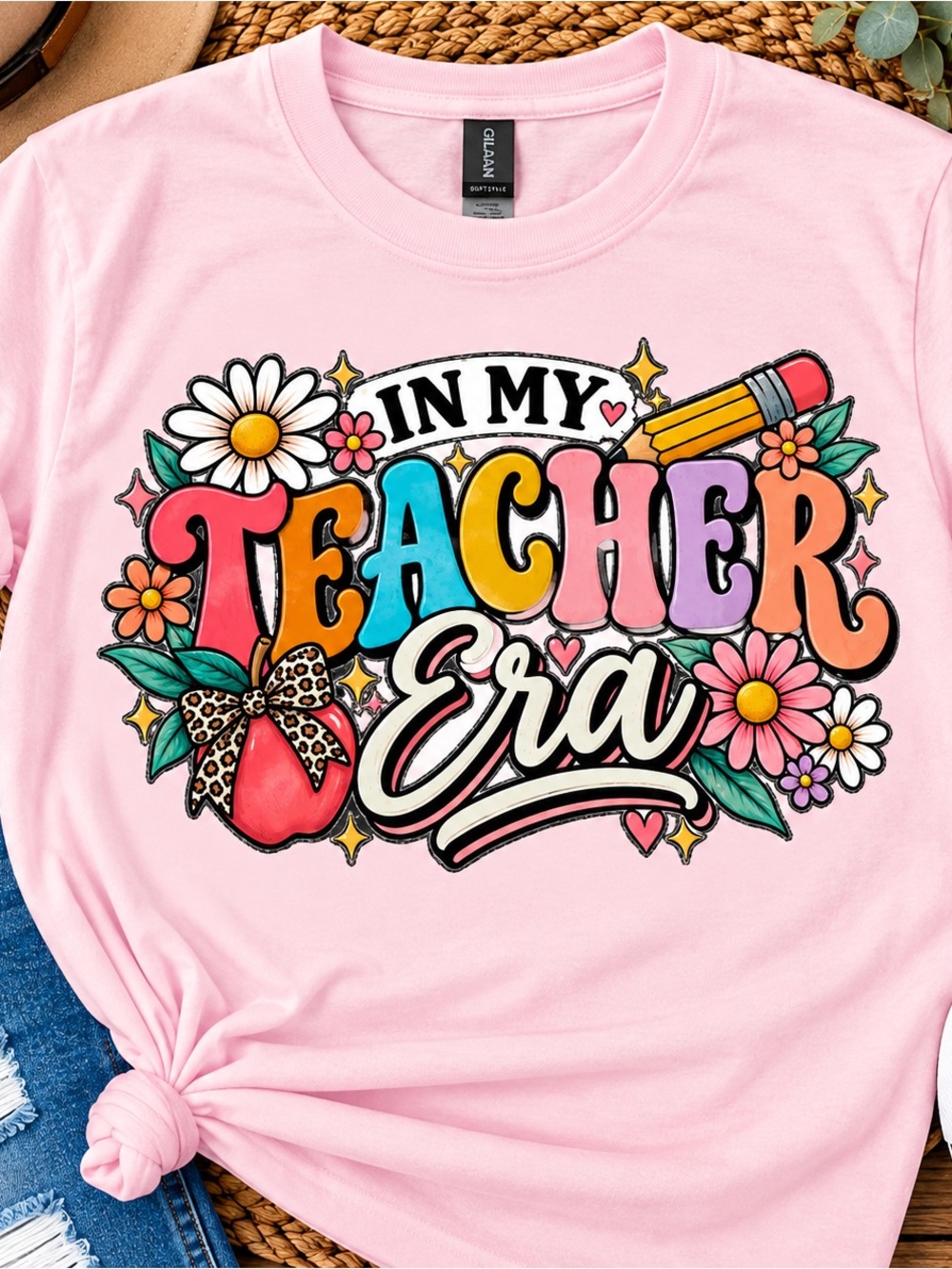 Gildan Pink "In My Teacher Era" Graphic Tee